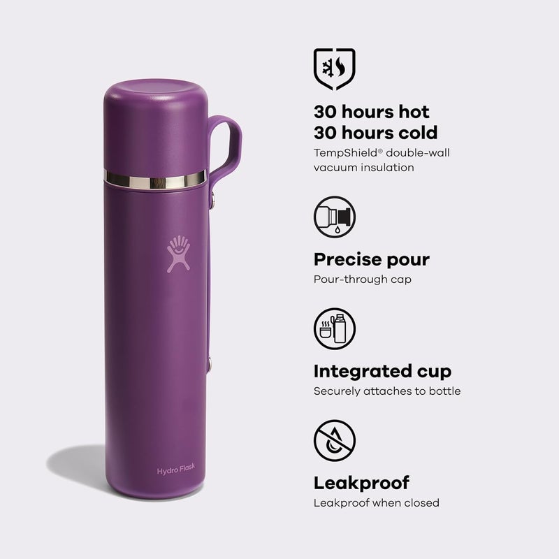 Hydro Flask Insulated Hot Flask and Cup 1,022 ml (36 oz) - Leakproof, All-in-One Design - Keeps Drinks Hot 30 Hrs & Cold 30 Hrs - Black - Image 5